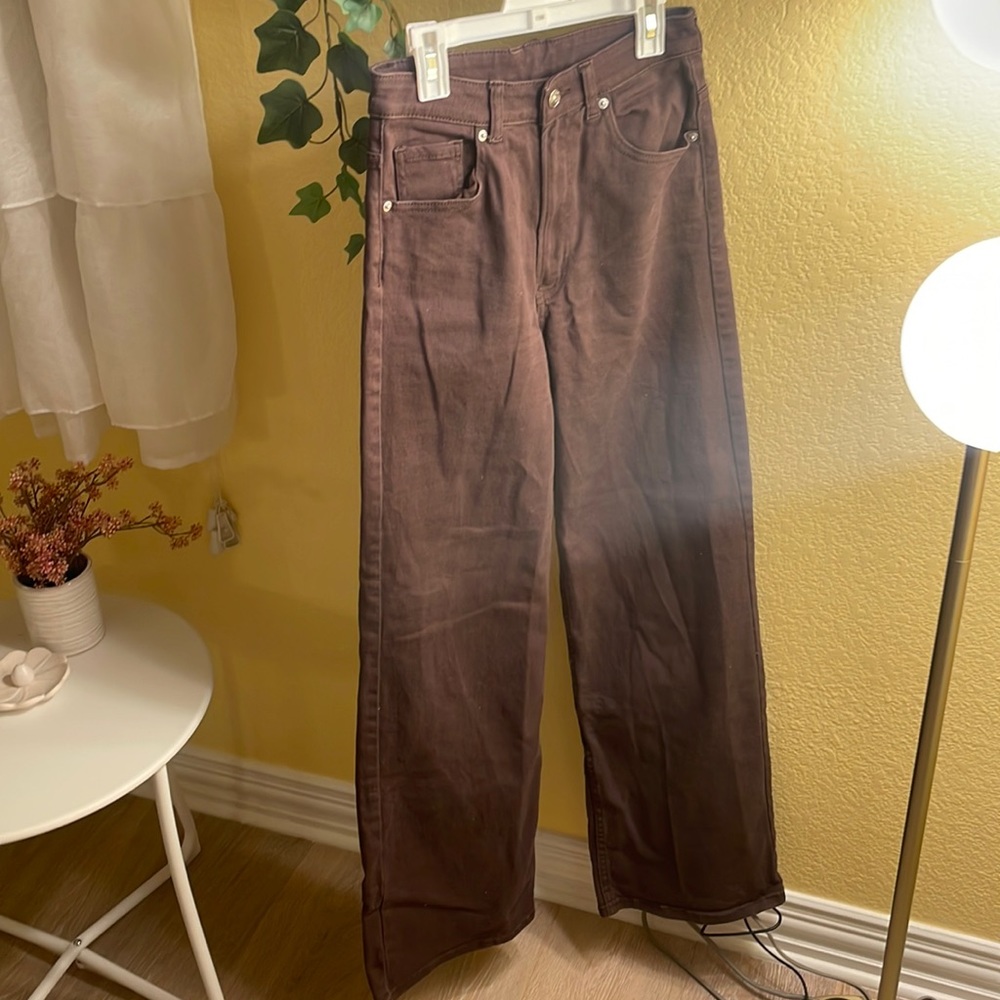 brown wide leg jeans